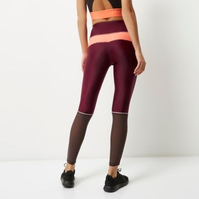 RI Active burgundy block sports leggings